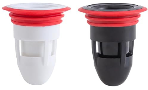 SENRISE Valvola di prevenzione del riflusso dello scarico del pavimento della doccia, anti-odore, unidirezionale, tappo di scarico per pavimento per cucina, bagno, bianco e nero, 2 pezzi