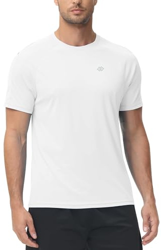 MoFiz Rashguard Anti-UV Homme Manches Courts T Shirt Séchage Rapide Surf UPF 50+ pour Natation Surf Plongée Plage Blanc EU L