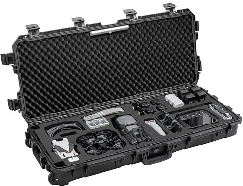 STARTRC Großer Multi-Models Hartschalenkoffer mit Led-Licht Wasserdicht Druckfestes Trolley Case für DJI Mini 4 pro/Mini 3 pro/Avata/Mavic 3 pro+Brille 2 Brillen+RC Motion 2+RC1/RC2