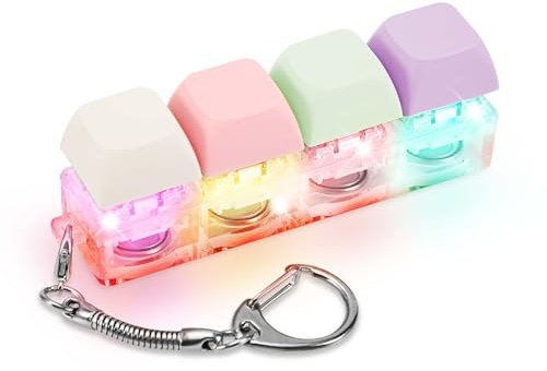 Tastatur Fidget Spielzeug für Erwachsene, Fidget Tastatur Schlüsselanhänger mit LED Licht Tastatur Fidget Clicker Lustig Button Fidget Spielzeug zur Dekompression Dekoration (Farbe B)