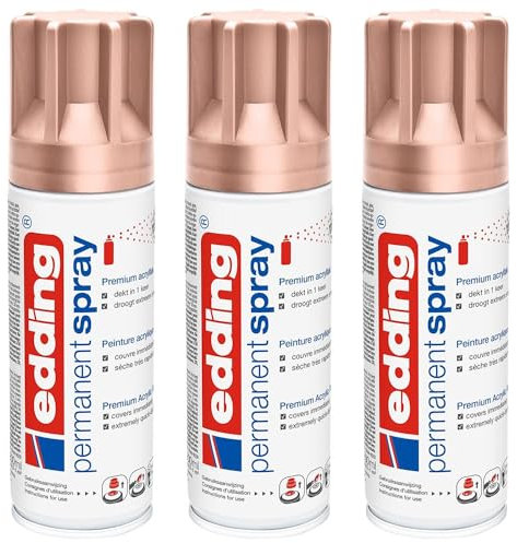 EDDING Lot de 3 Sprays 200ml Peinture Permanent 5200 Or Rose Mat