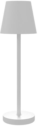 HOMCOM Tischlampe Aufladbare USB Tischleuchte mit 3 Lichtfarben, Tragbare USB Nachttischlampe mit Touch-Schalter für Wohnzimmer, Metall, Weiß