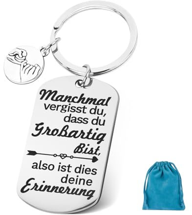 ORUZA Schlüsselanhänger mit Gravur - Manchmal Vergisst Du Dass Du Großartig Bist - Glücksbringer Metall Mutmacher für Frauen, Männer, Freunde, Kollegen, Kinder, Eltern