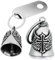 BETESSIN Schlüsselanhänger Motorrad Glöckchen Biker Guardian Bell Glücksbringer Glocke Glockenanhänger Auto Schlüsselband Schlüssel Glocke Anhänger mit Fügelmuster Geschenk Silber