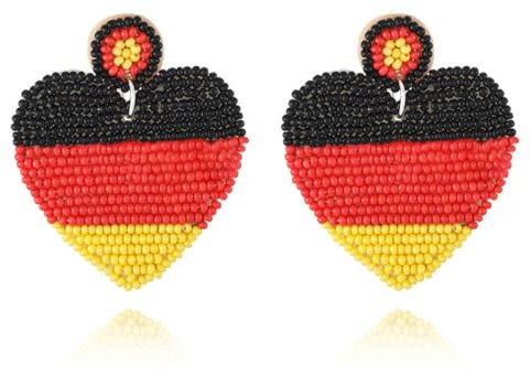 Deutschland Ohrringe Damen Herzen Ohrringe Deutschland Flagge Fussball Fan Ohrringe Deutschland Fahne Fanartikel 2024