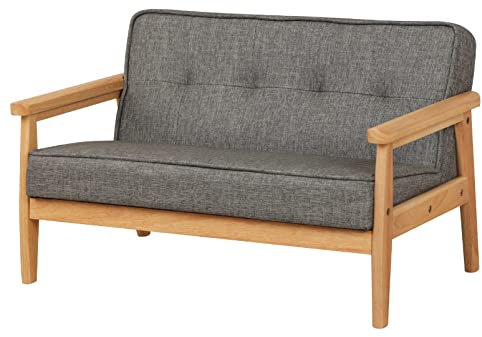 DGBAOBEI Kinder-Sofa, PVC-Leder, Armlehn-Couch, Holzrahmen, Beine, 2-Sitzer, Kindersofas für Jungen und Mädchen (dunkelgrau)