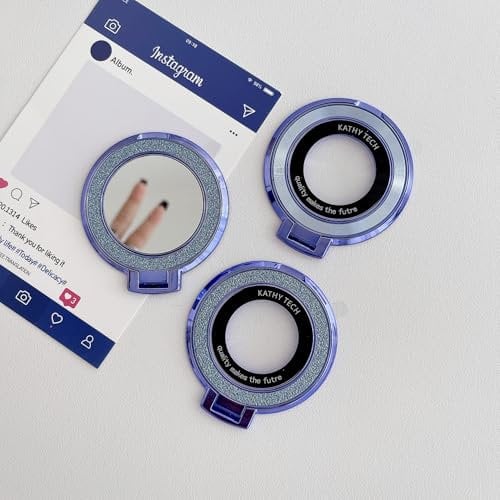 3PCS flash diamond stick-on mobile phone finger ring holder, invisible finger ring clasp stick-on mobile phone holder for all kinds of mobile phones.(blue)
