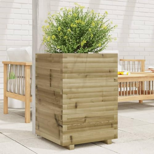 Somanki Jardinière 50x50x72 cm Bois de pin imprégné,Jardiniere sur Pieds,Bac avec Treillis,Jardiniere Terrasse