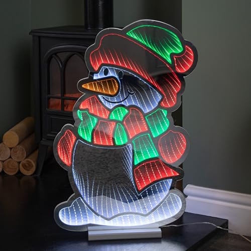 Samuel ALEXANDER 60cm Light up Snowman Infinity Christmas Decoration with Red, White and Green LEDs