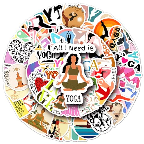 Yoga-Sport-Aufkleber für Jungen, Mädchen, Teenager, Erwachsene, beliebte wasserdichte Vinyl-Aufkleber für Laptop, Flaschen, Handy, Wasserflasche, Gepäck, Tasse, Fahrrad, Notebook, Auto, Tablet