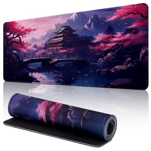 Yimomoyi Tappetino Mouse Gioco, XXL 800 x 300 x 3mm Grande Mouse Pad, Tappetino Scrivania con Base in Gomma Antiscivolo, Mouse Mat con Bordi Cuciti (E)