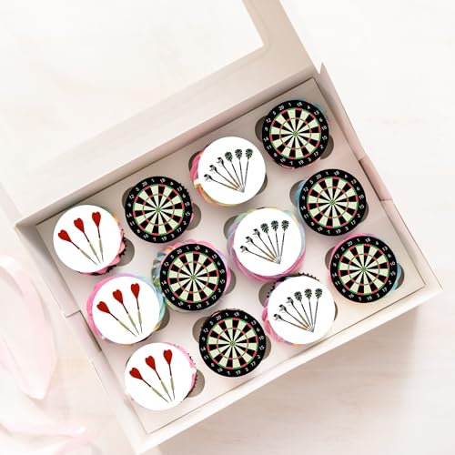 24 x Pre-Cut Darts Dartboard Sport Edible Stand Up Wafer Paper Cupcake Toppers Cake Decorations Birthday Party