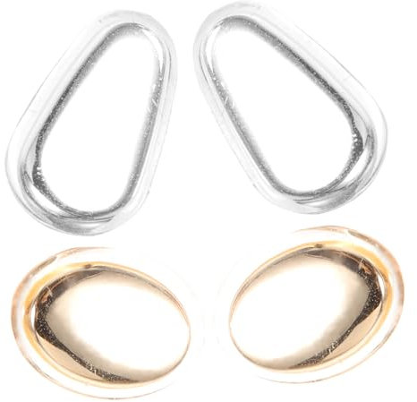 FRCOLOR Silikon und Zinklegierung Brillen Nasenpads Rutschfest 2 Paar Oval zur Entlastung der Nase Angenehm für Brillenträger