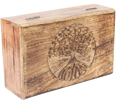 Wood Tree of Life Keepsake Jewellery Box Organiser Unique Gift Ideas for Men & Women Wooden Jewellery Storage Multipurpose Treasure Box Organizer Travel Keepsake | 8 X 5 X 2.5 Inch (Tree Of Life)