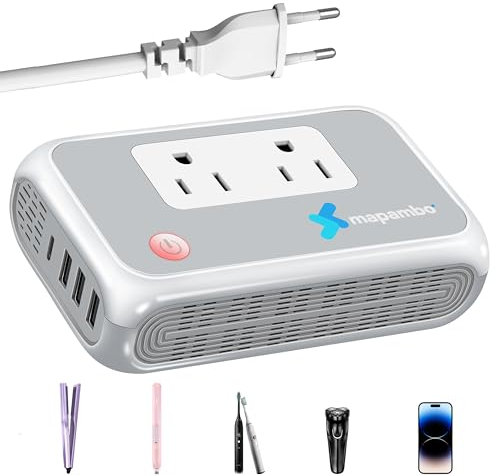 Mapambo Trasformatore di tensione da 220 V a 110 V USA in Europa, per ferro arricciacapelli e piastra lisciante, adattatore combinato per viaggi europei