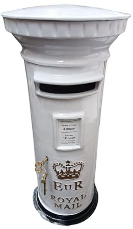 Freistehender Briefkasten im Royal Mail ER Stil, Nachbildung, Briefkasten, klein, weiß, ideal für die Karten bei einer Hochzeit