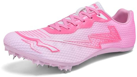 sekiueo Zapatillas De Atletismo con Clavos para Hombre Ligeras para Carreras De Velocidad Saltos Y Niños Y Niñas,Rosado,33 EU