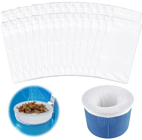 EIHI 30 Pièces Chaussette Skimmer Piscine, Accessoire Piscine, Chaussette Skimmer Lavable & Réutilisable pour Panier Skimmer, Prefiltre Skimmer Piscine Nylon Élastique