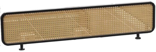 Trennwände Für Essbereiche, Schreibtisch Glas Bildschirm Transparent Partition, Gehärtetes Glas + Rattanplatte, Dekorative Trennwände für Büro, Hotel, Bar, Schlafzimmer, Essbereiche(Black-A,60*30cm)