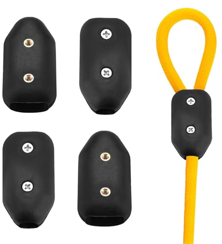 Yitexin 4 Pieces Reusable Plastic 3/8 Rope Clamp, Double Rope Clips with Screws, Wire Clamps Connector Suitable for 6.8-8 mm Nylon or Braided Cord Twisted Climbing Cable (Black)