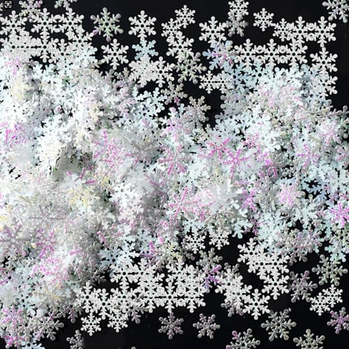 600 Stück Schneeflocken Deko Klein, Schneeflocke Streudeko Konfetti Weihnachten, Schneeflocke Konfett Winter, Streudeko Schneeflocken für Weihnachten Winter Partys Basteln Dekoration (Weiß)