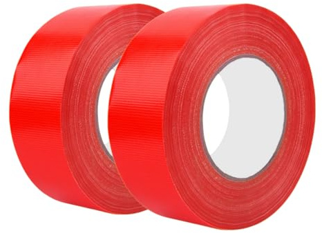 Tokaneit Nastros Telatos Rinforzato Imperméable Rosso 2pcs, Nastro Americano Telato Extra Forte, Strappabile a Mano, Maglia Fitta, per la Riparazione Temporanea di Oggetti, 30mm x 50m