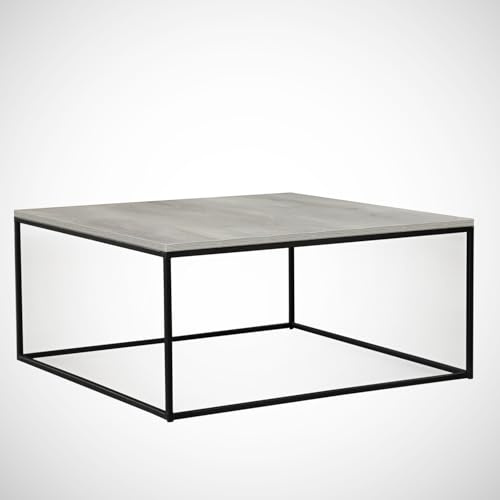 Hanah Home Modern Coffee Table, Sea Oak, 75 x 43 x 75 cm | 100% Melamine Coated Particle Board, 18 mm Thick | Sturdy Metal Legs, Industrial Design for Stylish Living Spaces