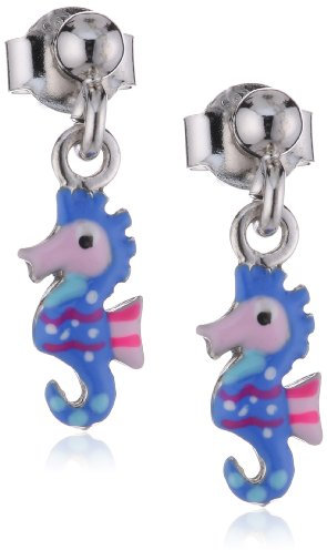 SCOUT Kinderschmuck, Ohrstecker 925 Sterling Silber, Seepferd handemailliert