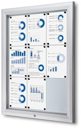 Schaukasten x DIN A4 | wetterfest für außen outdoor IP56 | Brandschutz-Zertifikat B1 für innen | ESG-Sicherheitsglas | magnetisch, abschließbar | Wand-Montage | silber | für Schule, Behörde, Büro