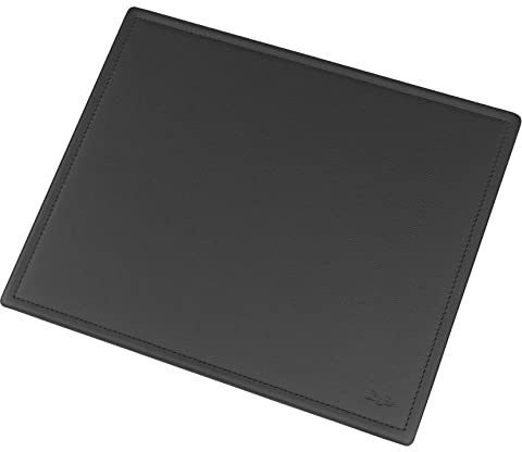 Läufer 37436 Scala Mouse-Pad, 21x26 cm, naturgenarbtes Rindsleder, schwarz, Handgefertigt aus Echtleder in Deutschland, Mauspad aus Leder