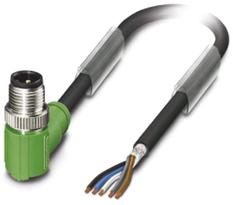 PHOENIX CONTACT SAC-5P-M12MR/1.5-PUR SH Sensor/Aktor-Kabel, 5-Polig, M12 Stecker Gewinkelt, A Kodierung, 1.5m Kabellänge, Schwarz/Grau