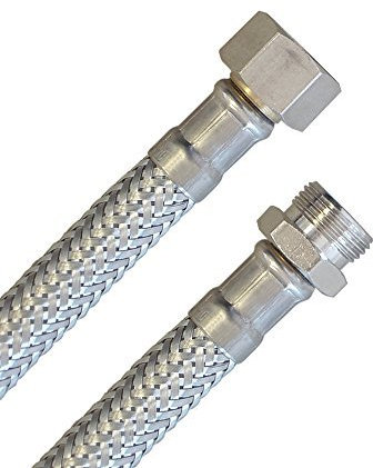 H2O-Flex® Panzerschlauch 3/8 Überwurfmutter x 3/8 Außengewinde, IG/AG Flexschlauch DN8 Verbindungsschlauch für Armatur Sanitär Schlauch mit Trinkwasserzulassung 300mm