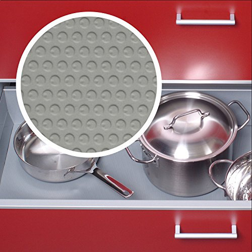 stauraum Schubladenmatte Schubladeneinlage Küche Noppen 500mm x 150cm silbergrau, Gepunktet, Kunststoff, Waschbar
