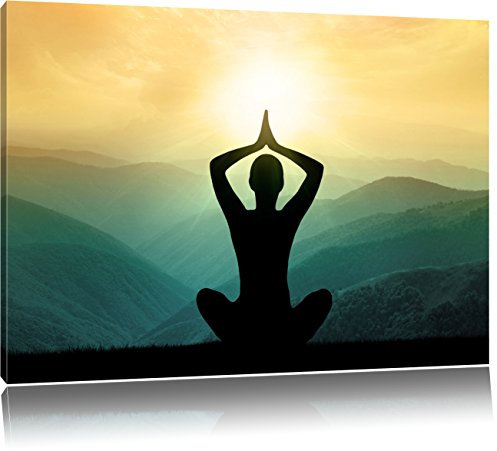 Pixxprint Yoga und Meditation, Größe: 60x40cm, Leinwandbild, fertig gespannt, Wandbild, Dekoration, Kunstdruck, kein Poster