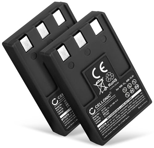 CELLONIC, Battery for Camera compatible with Canon Digital IXUS, PowerShot NB-1L, 500, V (3.7V, 830mAh) 2 Pieces