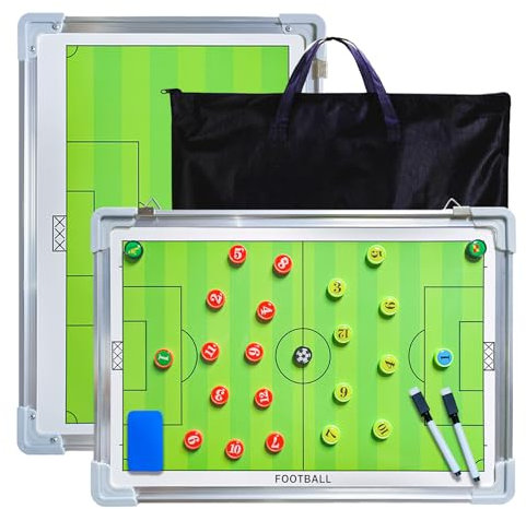 RoseFlower Trainer Taktiktafel Fußball, Profi Faltbares Fussball Taktikmappe Soccer Taktikboard Football Coach Board mit Schachfiguren, Stifte, Radiergummi - Ideal für Taktiken und Spielanpassungen