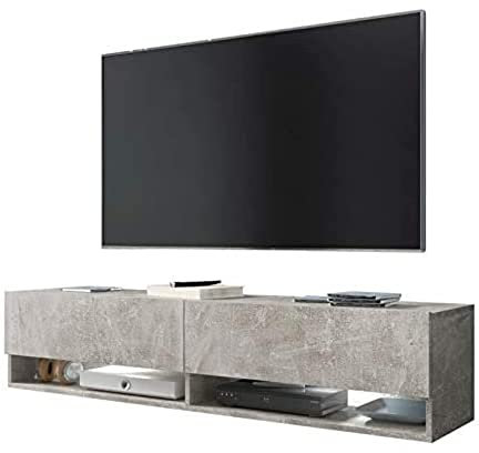 Selsey Wander - Mueble TV Suspendido/Mesa TV/Mueble para Salón (180 cm, con LED, Cemento Gris)