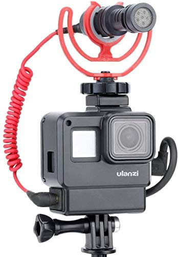 ULANZI Select Schutzhülle Gehäuse Vlogging Rahmen Käfig Halterung mit Mikrofon Kaltschuh-Adapter kompatibel für GoPro 7 6 5, Action Kamera Zubehör