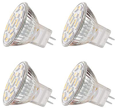 EKSAVE MR11 GU4.0 Bombilla LED (3,5 W, equivalente a bombillas halógenas de 25 a 35W, CA/DC 12V, 350lm, color blanco (6000K, 4 unidades)
