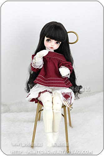 Tita-Doremi Ball-Jointed Doll BJD Perücke Puppen Haarteil Für 1/8 5-6 Inch 12-14Cm OB11 Black Toy Head Wig Hair (Perücke Nur,Keine Puppe)