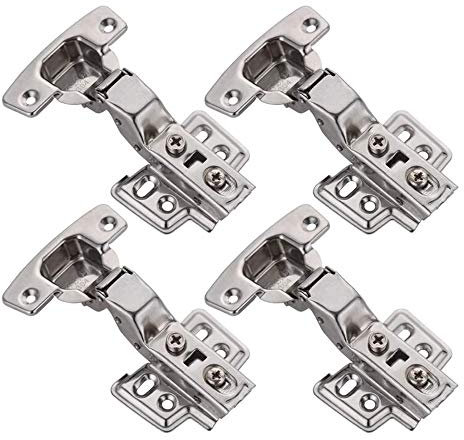 Marie Schrankscharniere 105 Grad Soft Closing Half Overlay Verdeckte hydraulische Scharnier Möbelscharniere für Schrankschrank, 201 Edelstahl vernickelt, 4er Pack