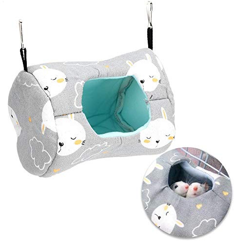 Cikonielf Hängematte für Ratten/Kleinnager, Hamster, Frettchen, Ratte - Grau, Leinen, L 14 x B 14 x H 18 cm