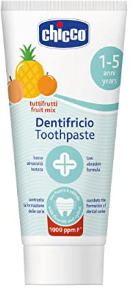 Chicco Zahnpasta für Kinder Alle, geringe Schleifkraft, mit Betain und Vitamin E, gegen die Kariesbildung und entfernt Plaque, 12+ Monate - 50 ml