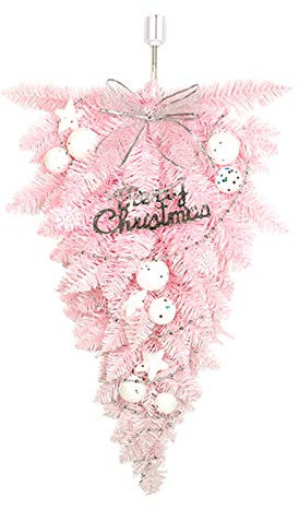 Weihnachtsbäume RENRUIRUI Pink Upside Down Künstlicher for Haus Haustür Wandfenster Weihnachtsdekoration