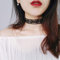 TseenYi Tattoo-Choker-Halskette, Blumen-Spitze, Hohlspitze, elastisch, Schlüsselbeinkette, Gothic-Schmuck für Frauen und Mädchen (schwarz)