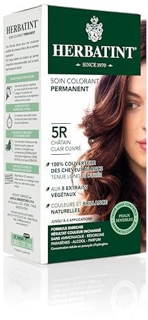 Herbatint Soin Colorant Permanent Cheveux 5R Châtain Clair Cuivré - 150 ml, sans Ammoniaque, 100% Couverture Cheveux Blancs, Testé Dermatologiquement pour Peaux Sensibles,avec 8 Extraits Végétaux Bio