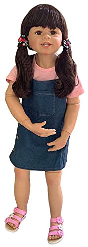 YIHANGG 98cm Riesige Reborn Kleinkind Baby Puppe Mädchen Weiches Silikon Ganzkörper Langes Haar Prinzessin Kugelgelenk Puppe Sammlerstück Kunst Kinder Geburtstag Spielzeug Geschenk Spielkameraden