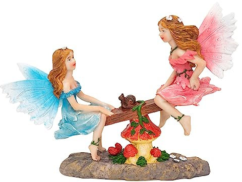 Pelle & Sol Fairies on Seesaw Ornament - Outdoor Garden Fairy Decoration Home Gift Accesories