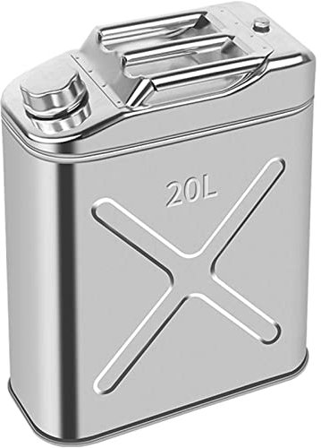 Boyuan Bidón de Combustible de Acero Inoxidable, bidón de Combustible Espesado y Sellado herméticamente, bidón de Gasolina de Metal de Respaldo de Emergencia con 3 Asas, Boquilla Flexible,20l