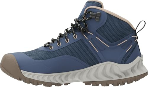 KEEN Women's NXIS Evo Mid Height Waterproof Fast Packing Hiking Boots, Vintage Indigo/Harbor Gray, 7